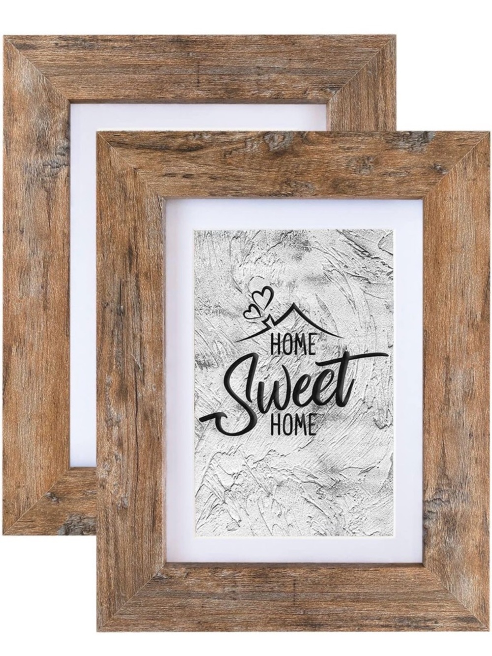 Set of 2 Rustic Brown Wood Picture Frame 5x7